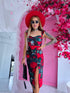 "ROSE SORBET 89" midi dress - red with black
